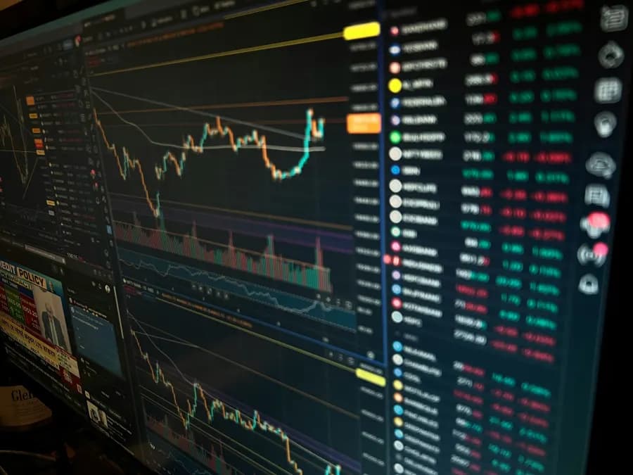Screen with charts and figures