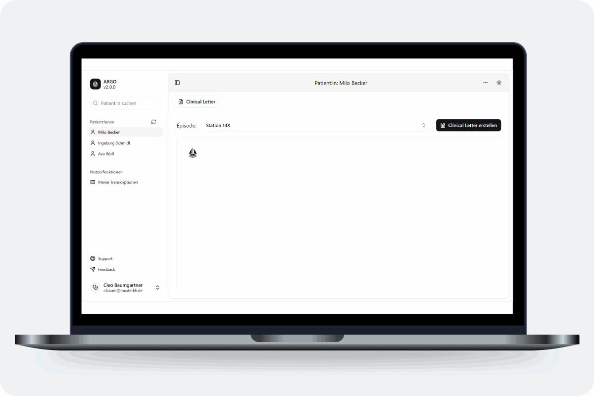 ARGO-CL interface — discharge summary generation in action